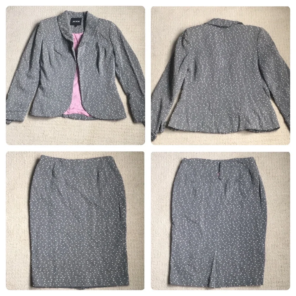 🇨🇦 100% Wool Pencil Skirt & Jacket Set - Size 2 - Gray/White • Made in Canada - Picture 2 of 16